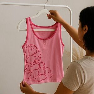 Disney Snow White “Sleepy” Racerback Women Pink Dwarf Women Tank Sleeping Top